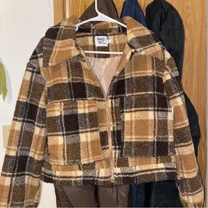Princess Polly Brown Checkered Wooly Jacket